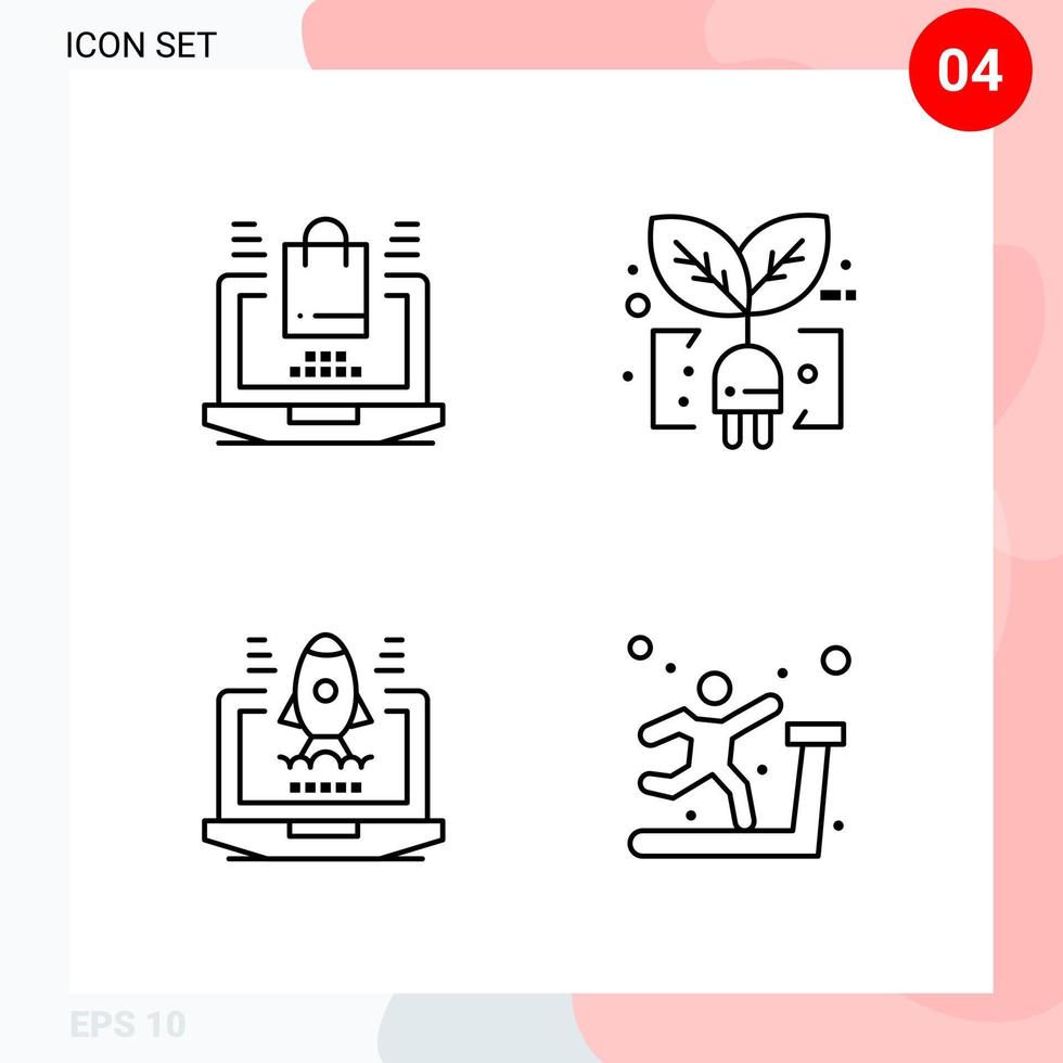 Vector Pack of 4 Icons in Line Style Creative Outline Pack isolated on White Background for Web and Mobile