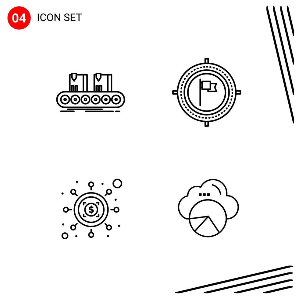 Collection of 4 Vector Icons in Line style Pixle Perfect Outline Symbols for Web and Mobile Line Icon Signs on White Background 4 Icons