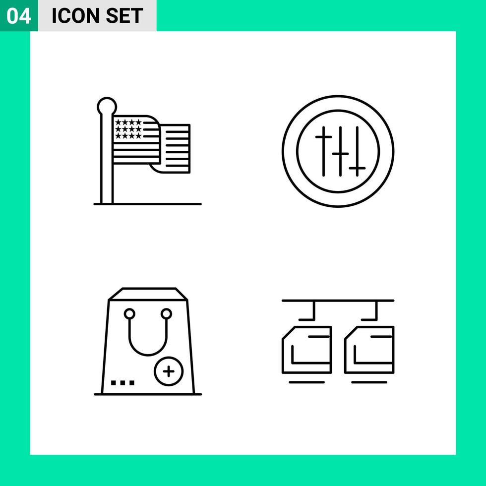 Pack of 4 Line Style Icon Set Outline Symbols for print Creative Signs Isolated on White Background 4 Icon Set vector