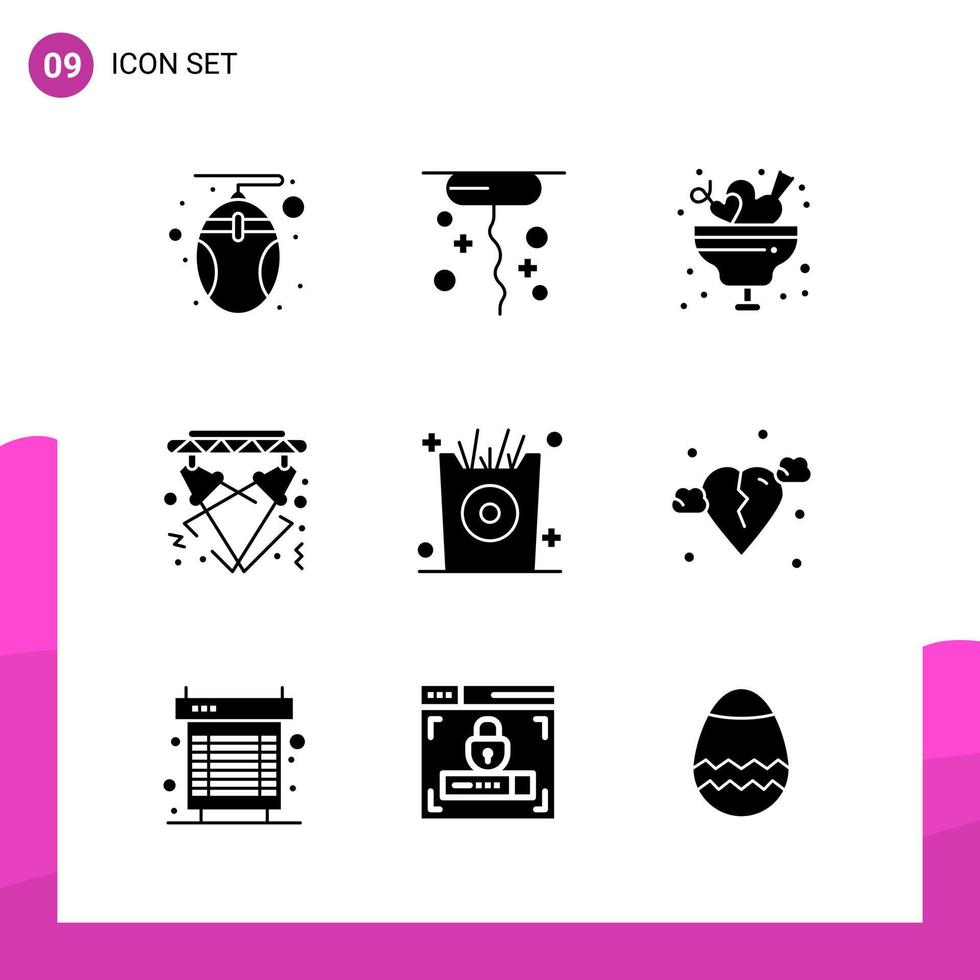 Glyph Icon set Pack of 9 Solid Icons isolated on White Background for responsive Website Design Print and Mobile Applications vector