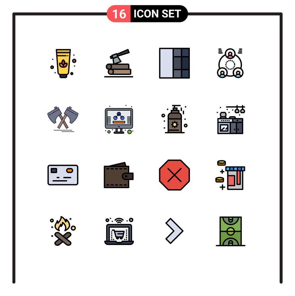 conjunto de 16 iconos de interfaz de usuario modernos signos de símbolos para elementos de diseño de vectores creativos editables de la herramienta de la empresa cortadora de negocios