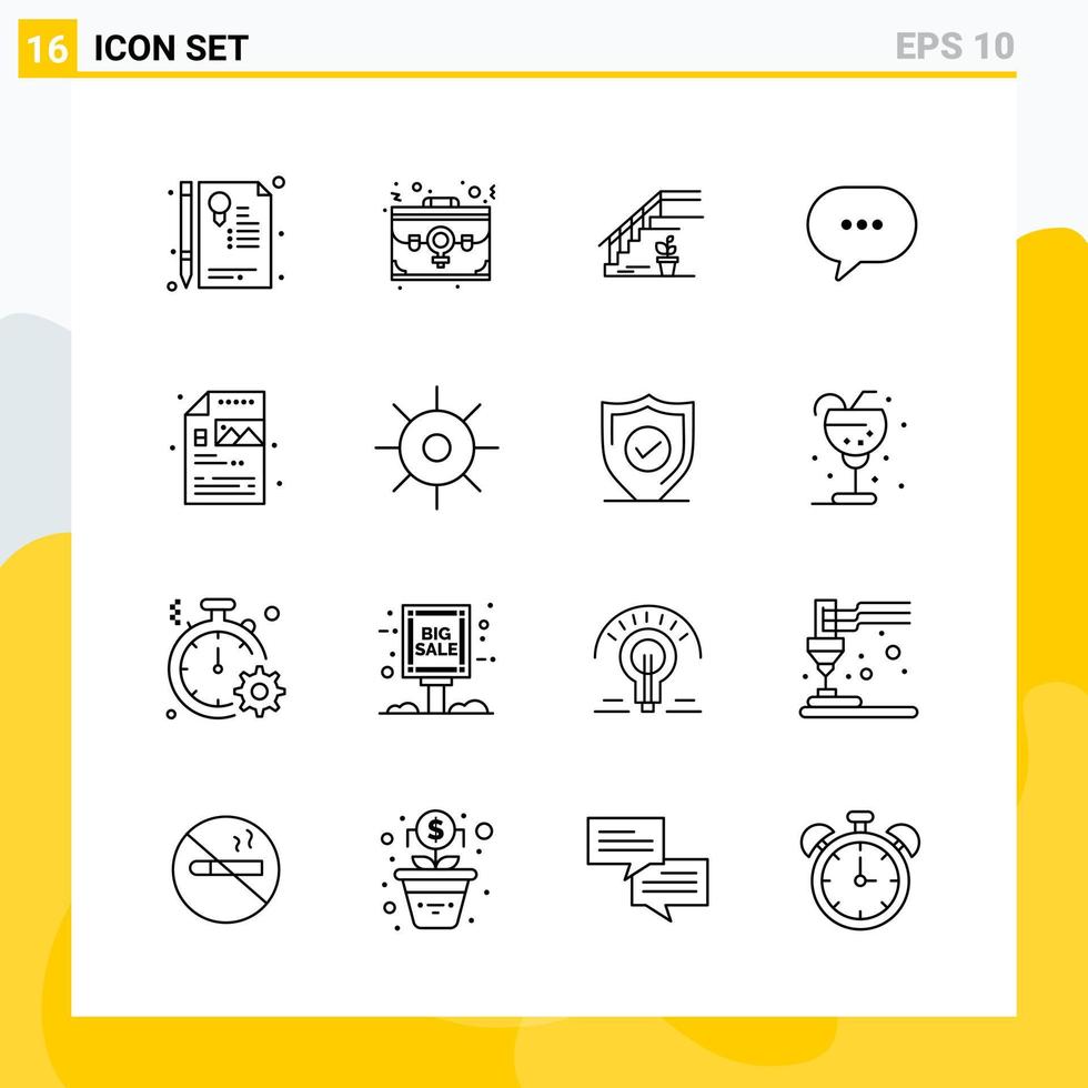 Collection of 16 Universal Line Icons Icon Set for Web and Mobile vector