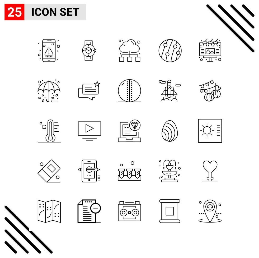 conjunto perfecto de píxeles de 25 iconos de línea conjunto de iconos de esquema para el diseño de sitios web y la interfaz de aplicaciones móviles vector