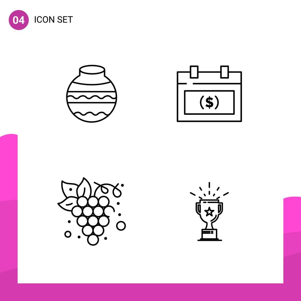 Outline Icon set Pack of 4 Line Icons isolated on White Background for responsive Website Design Print and Mobile Applications vector