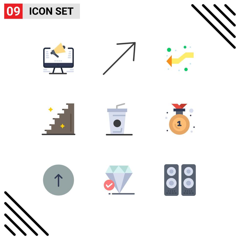 Stock Vector Icon Pack of 9 Line Signs and Symbols for drink beverage arrows stairs floor Editable Vector Design Elements