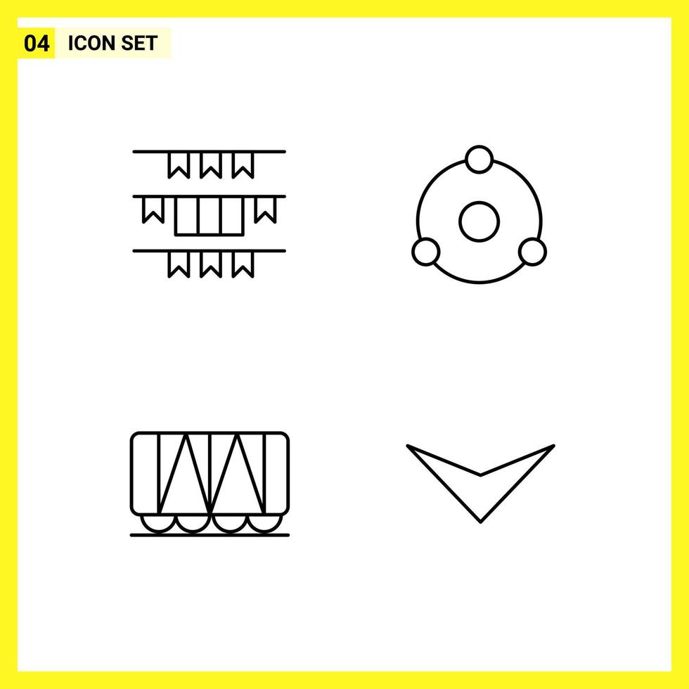 4 Icon Set Simple Line Symbols Outline Sign on White Background for Website Design Mobile Applications and Print Media vector