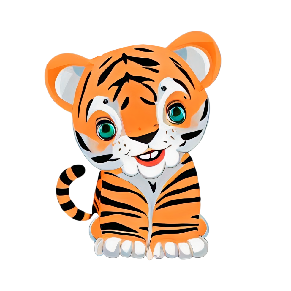 süßer junger Cartoon-Tiger png