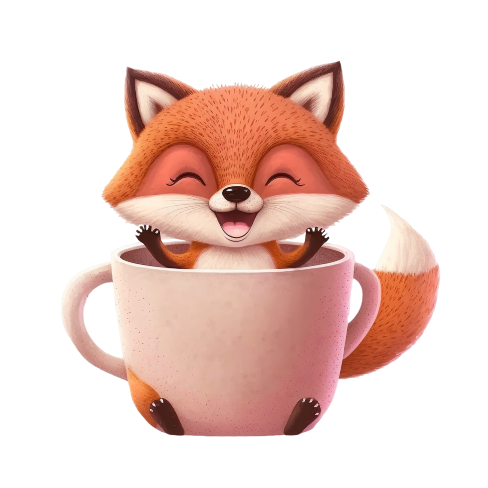 raposa dos namorados com caneca png