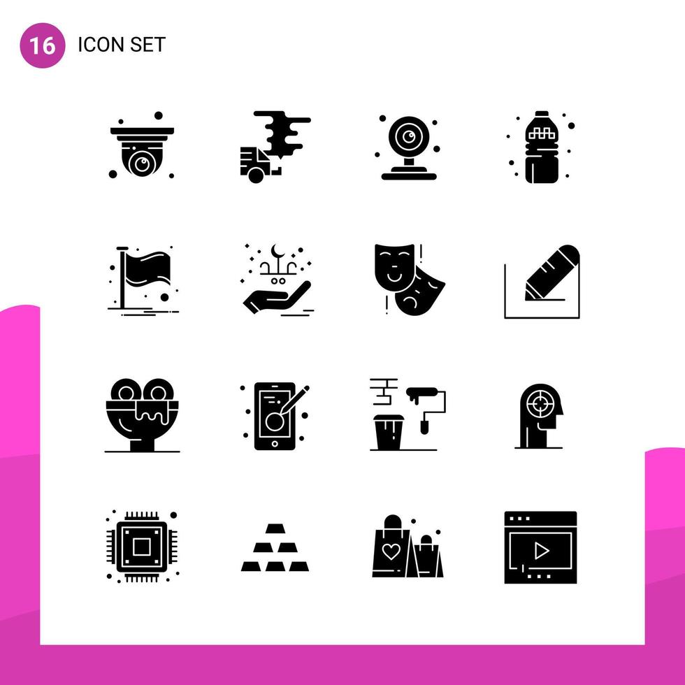 Glyph Icon set Pack of 16 Solid Icons isolated on White Background for responsive Website Design Print and Mobile Applications vector