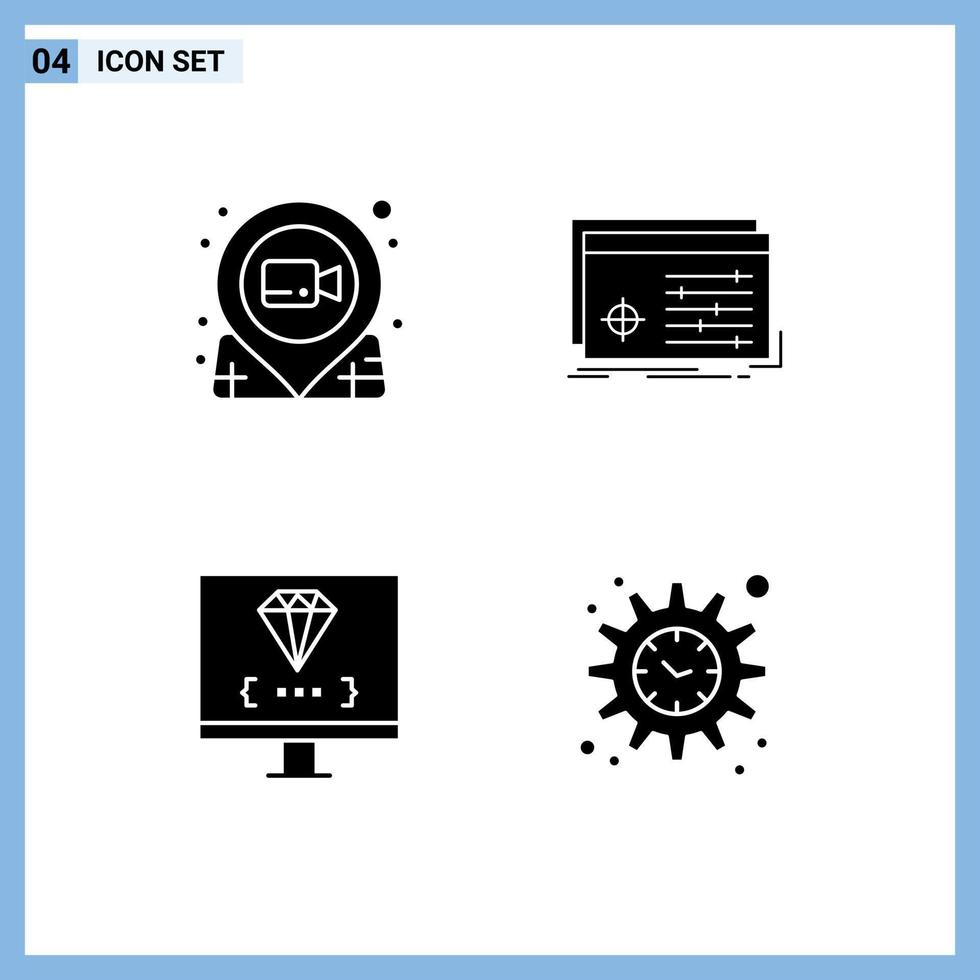 Universal Icon Symbols Group of Modern Solid Glyphs of film software pin object computer Editable Vector Design Elements