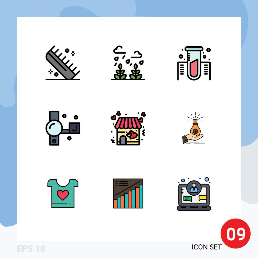 Set of 9 Modern UI Icons Symbols Signs for video camera handycam life camera gas Editable Vector Design Elements