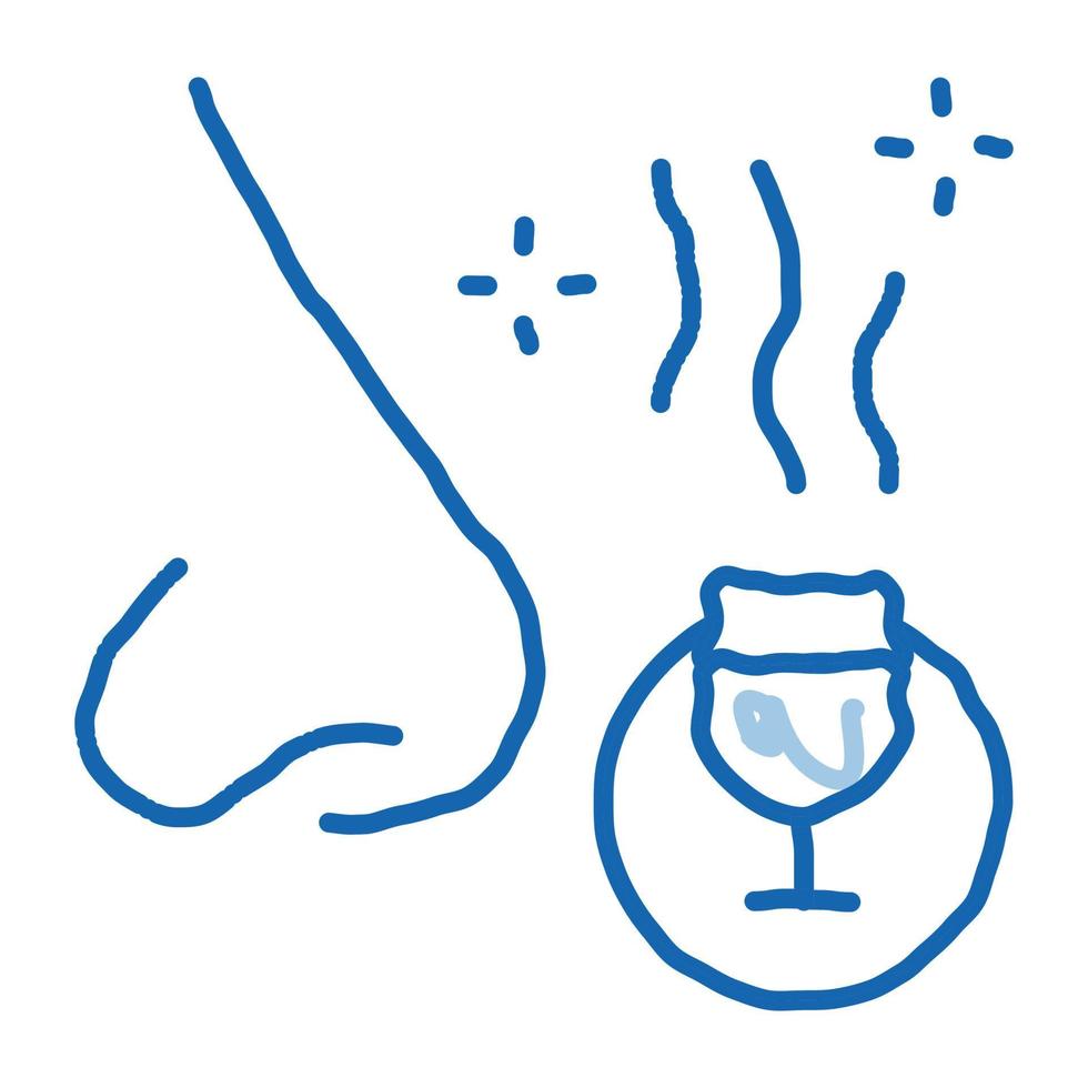 smelling wine testing doodle icon hand drawn illustration vector