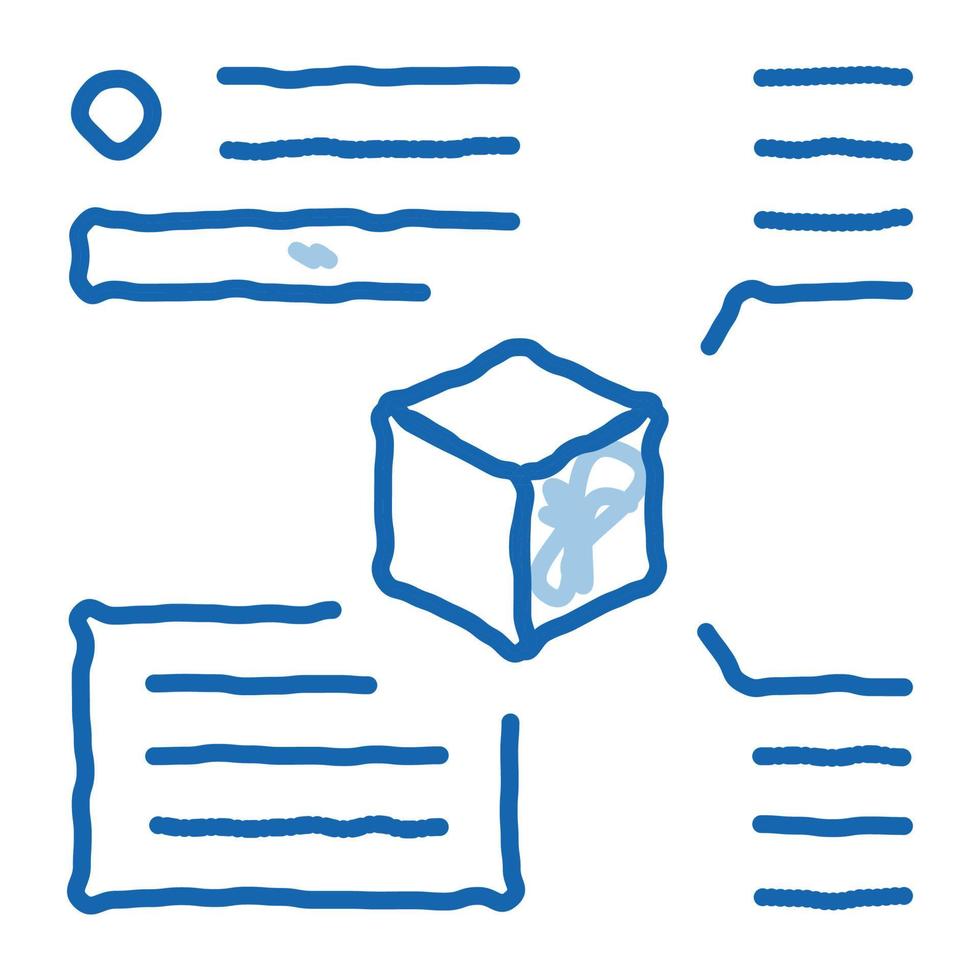 measurement of parameters of parcel doodle icon hand drawn illustration vector