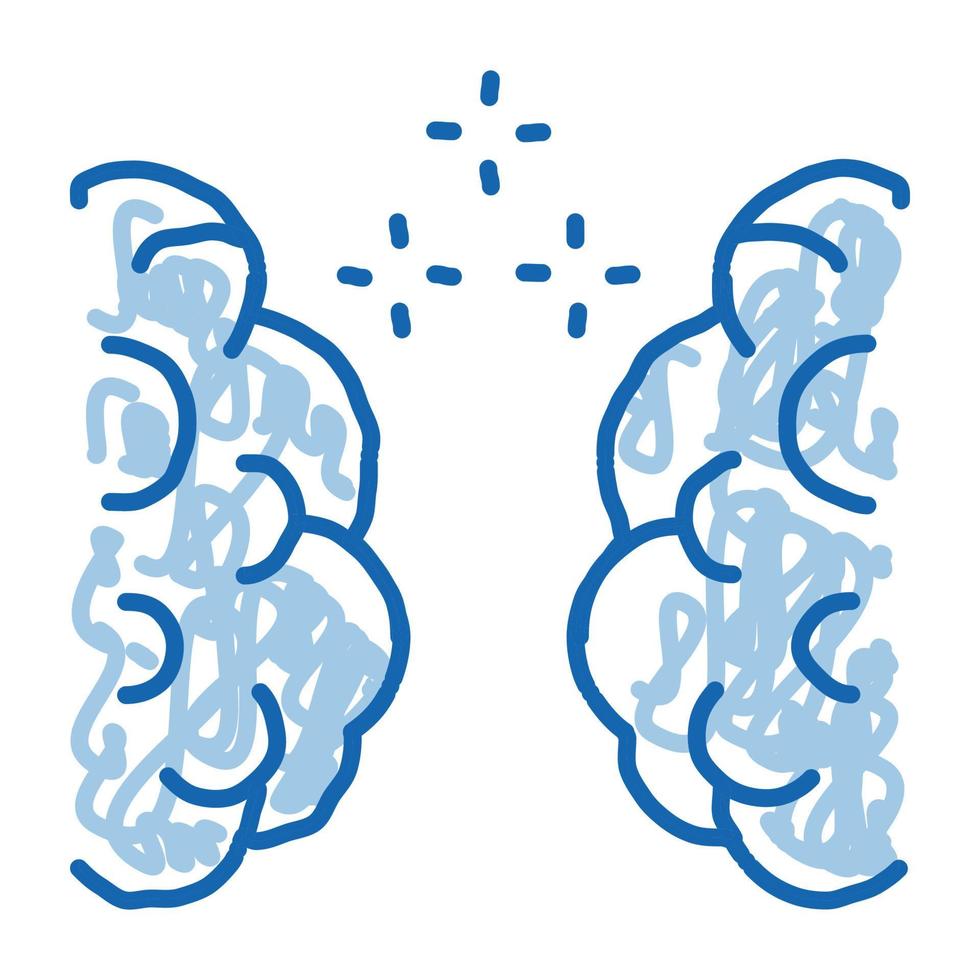 brain synchronization doodle icon hand drawn illustration vector