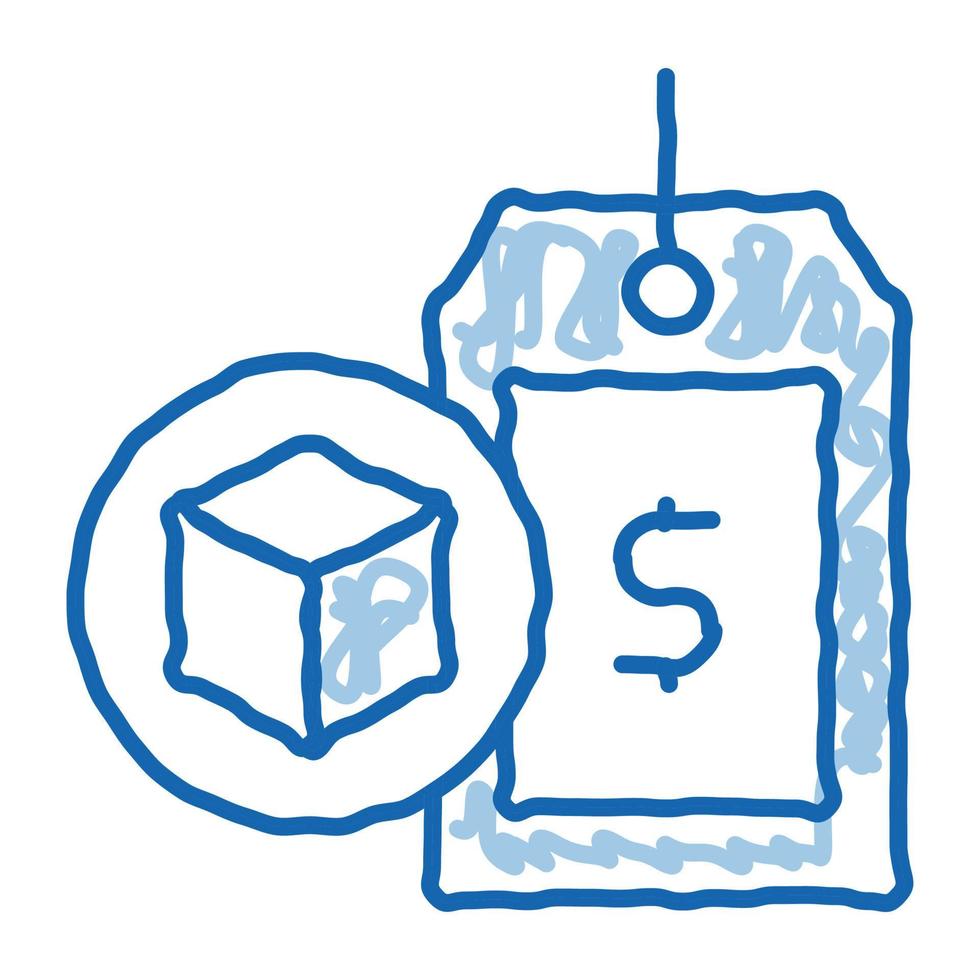 paquete precio etiqueta doodle icono mano dibujado ilustración vector