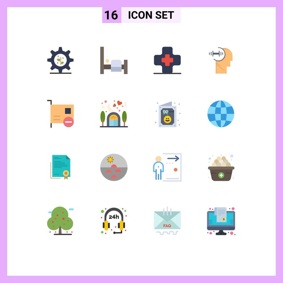 16 Thematic Vector Flat Colors and Editable Symbols of pci devices pharmacy computers head Editable Pack of Creative Vector Design Elements