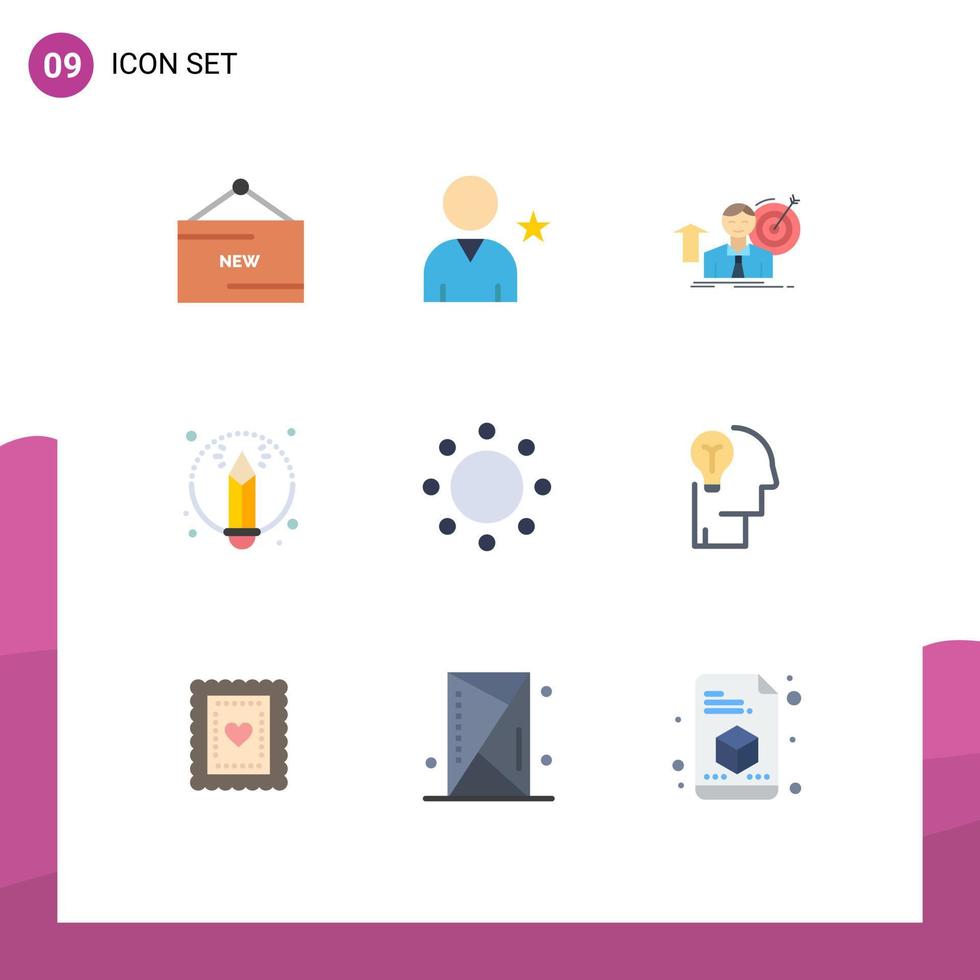 Set of 9 Modern UI Icons Symbols Signs for commitment art user creative achieve Editable Vector Design Elements