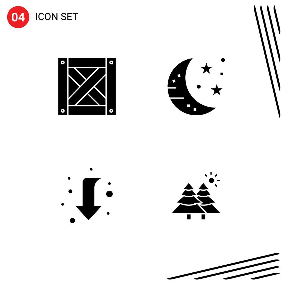 4 Universal Solid Glyphs Set for Web and Mobile Applications logistic full bar party fir Editable Vector Design Elements