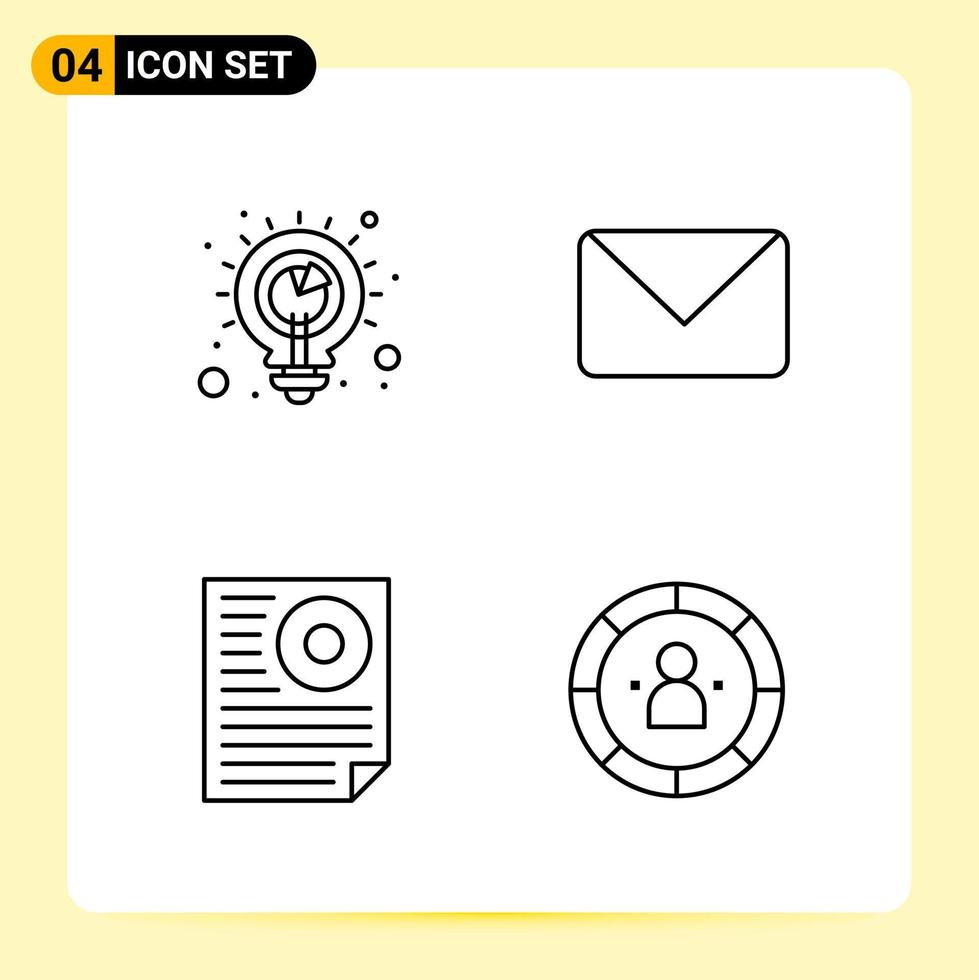 4 Creative Icons for Modern website design and responsive mobile apps 4 Outline Symbols Signs on White Background 4 Icon Pack vector