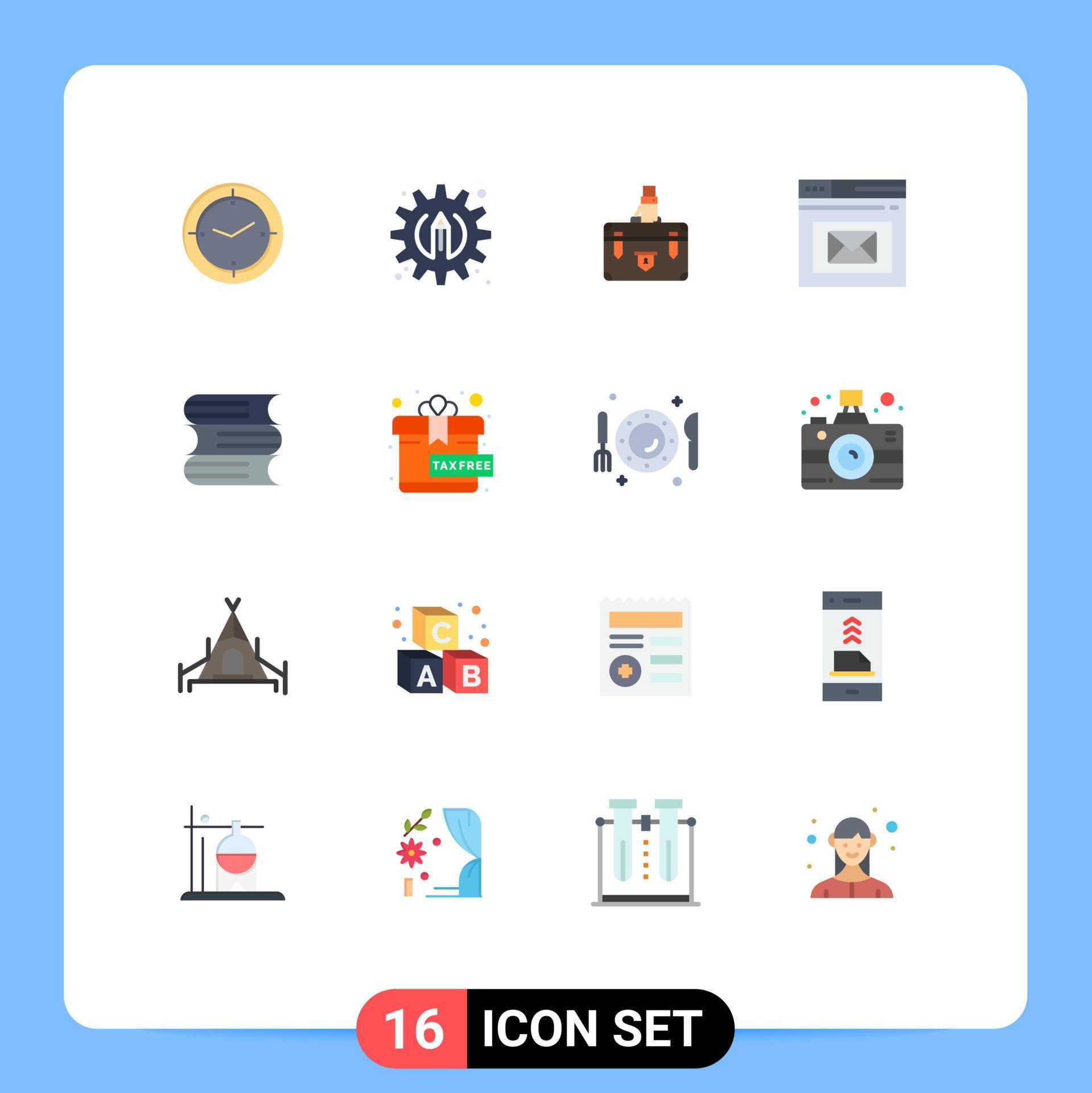 16 Creative Icons Modern Signs and Symbols of page inbox briefcase