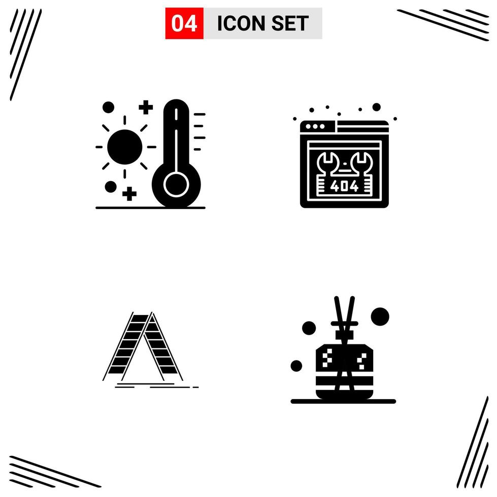 4 Icons Solid Style Grid Based Creative Glyph Symbols for Website Design Simple Solid Icon Signs Isolated on White Background 4 Icon Set vector