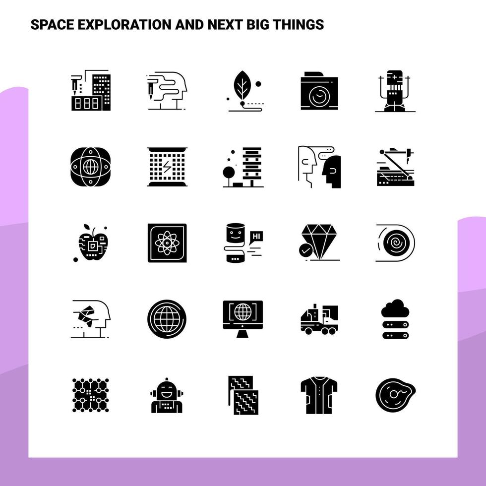 25 exploración espacial y el siguiente conjunto de iconos de grandes cosas plantilla de ilustración de vector de icono de glifo sólido para ideas web y móviles para empresa comercial