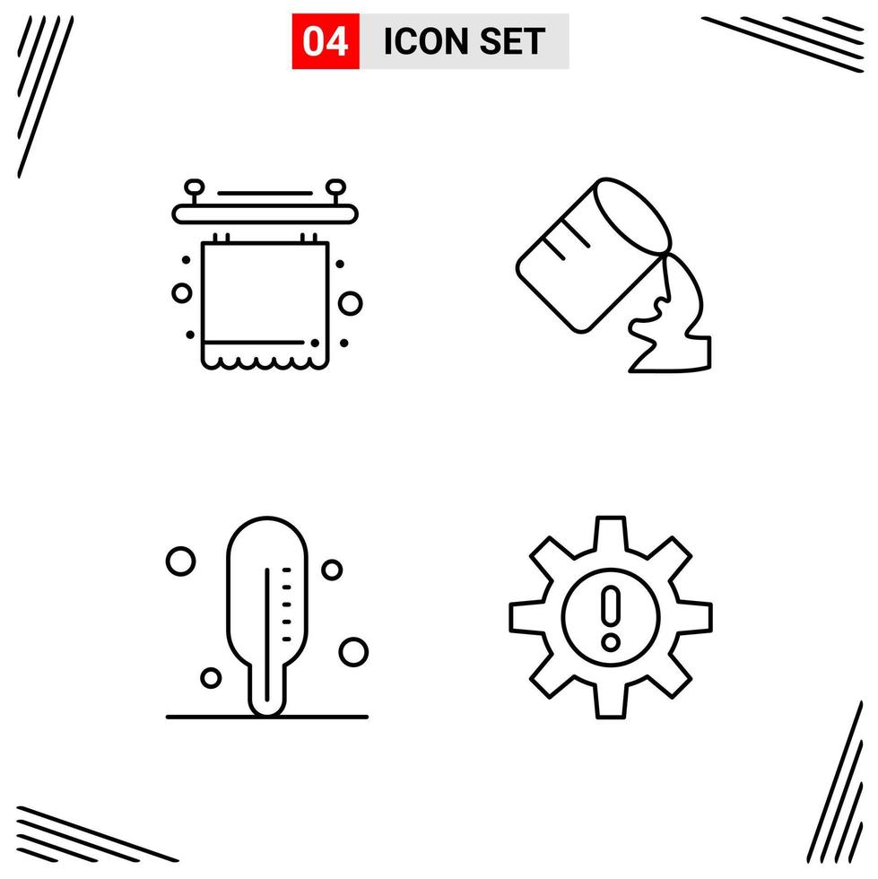 4 Icons Line Style Grid Based Creative Outline Symbols for Website Design Simple Line Icon Signs Isolated on White Background 4 Icon Set vector