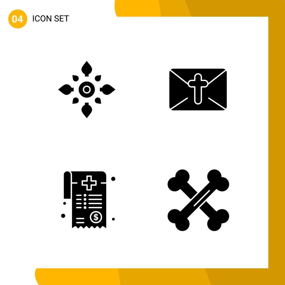 4 Icon Set Solid Style Icon Pack Glyph Symbols isolated on White Backgound for Responsive Website Designing vector