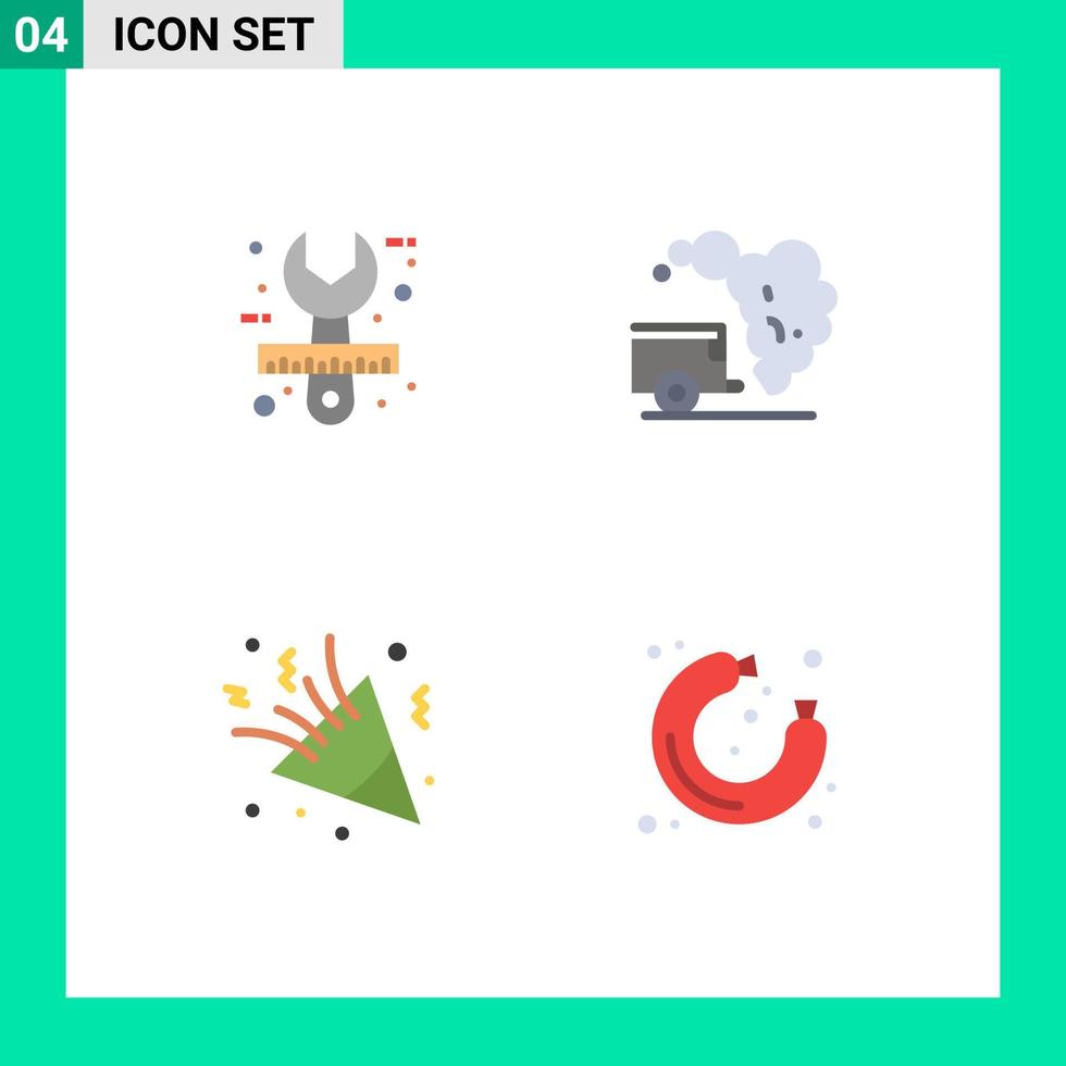 Pack of 4 Modern Flat Icons Signs and Symbols for Web Print Media such as architect fireworks stationery environment party Editable Vector Design Elements