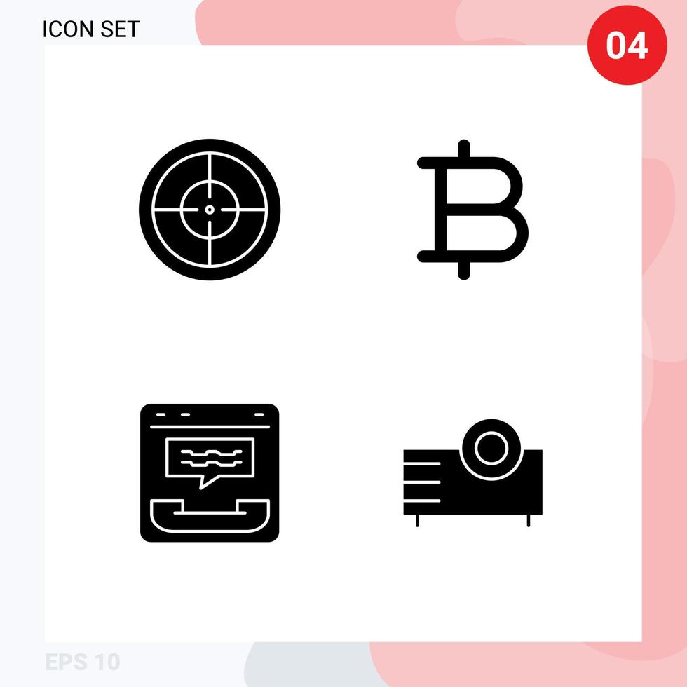 4 Solid Glyph concept for Websites Mobile and Apps army contact bitcoin call devices Editable Vector Design Elements