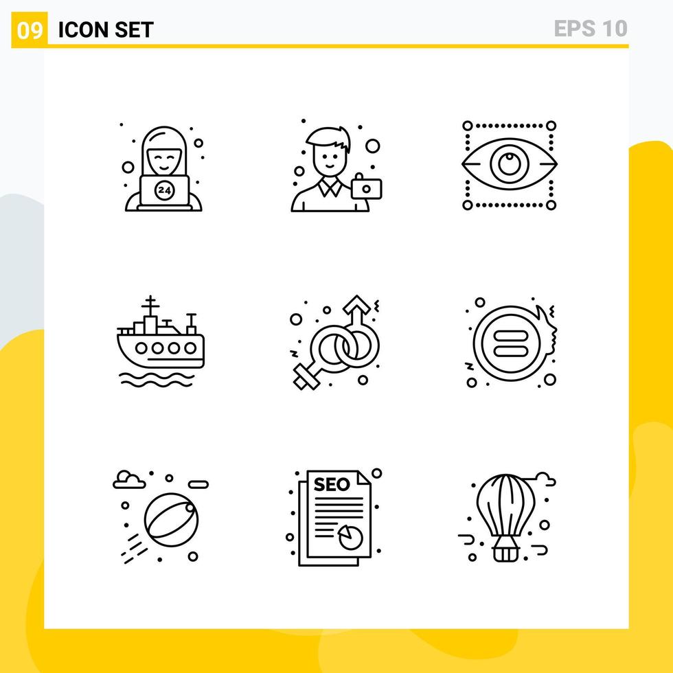 Collection of 9 Universal Line Icons Icon Set for Web and Mobile vector