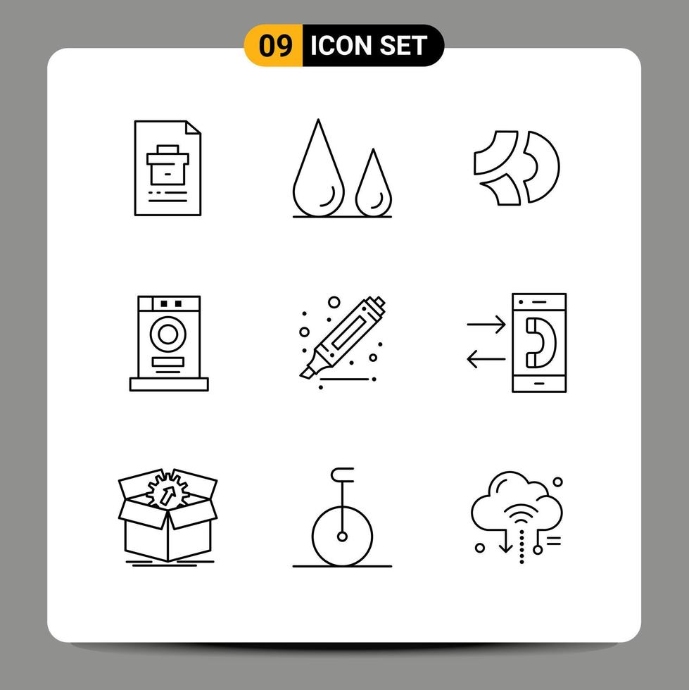 Outline Pack of 9 Universal Symbols of drawing furniture science dryer crypto currency Editable Vector Design Elements