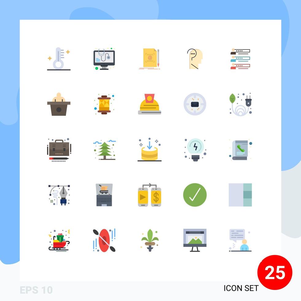 Flat Color Pack of 25 Universal Symbols of skills confuse mind note confuse brain create Editable Vector Design Elements