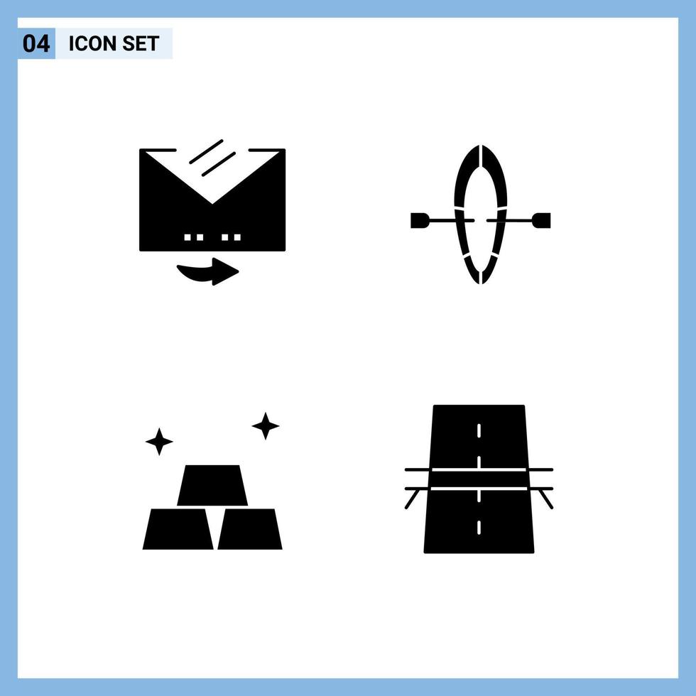 Pictogram Set of 4 Simple Solid Glyphs of answer money reply beach construction Editable Vector Design Elements