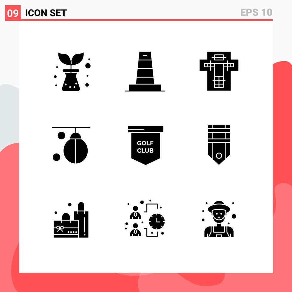 Set of 9 Modern UI Icons Symbols Signs for game punching death boxing bag Editable Vector Design Elements