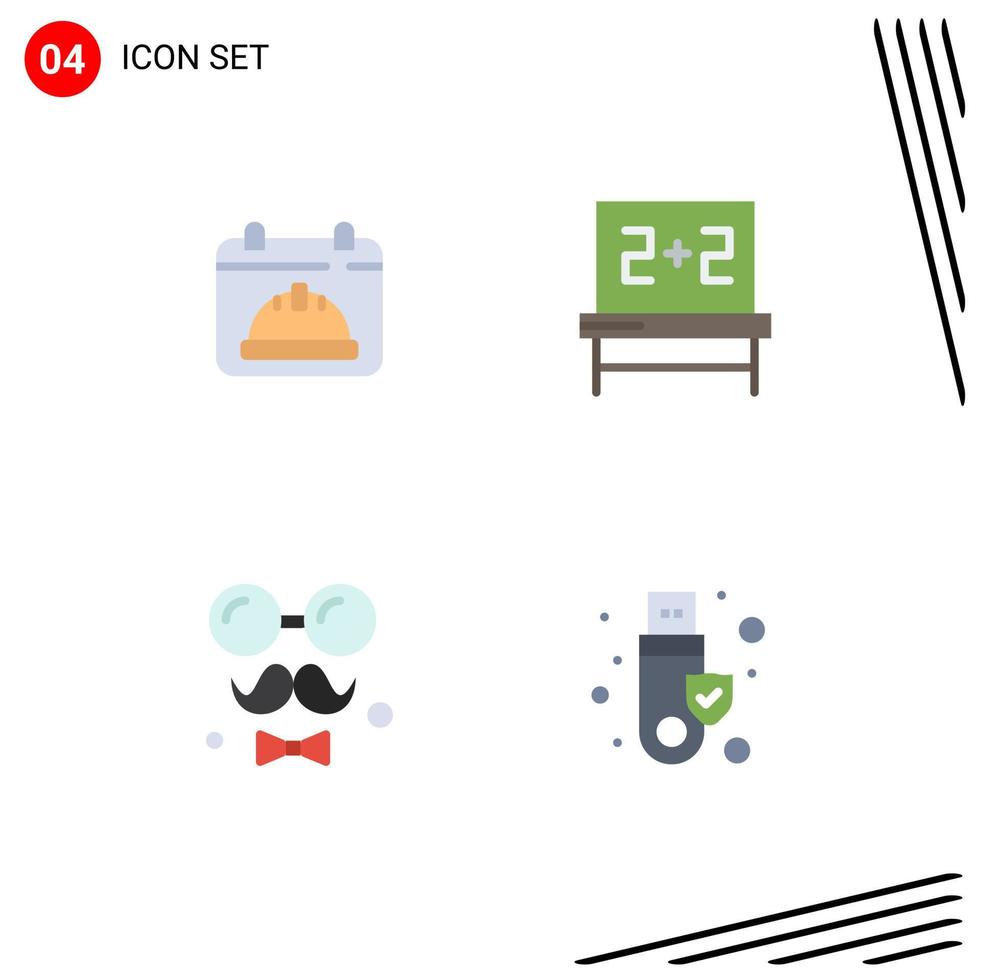 Stock Vector Icon Pack of 4 Line Signs and Symbols for calendar day date studies love Editable Vector Design Elements