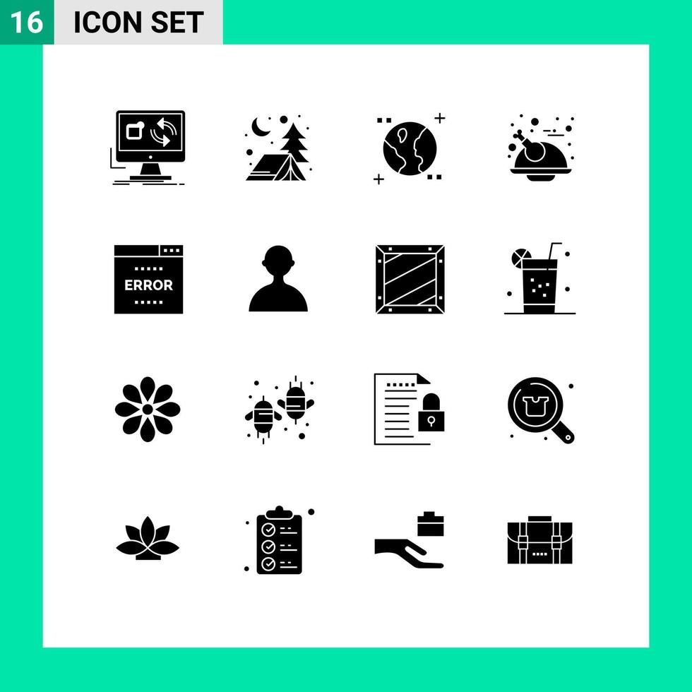 Stock Vector Icon Pack of 16 Line Signs and Symbols for optimization error astronomy chicken thanksgiving Editable Vector Design Elements