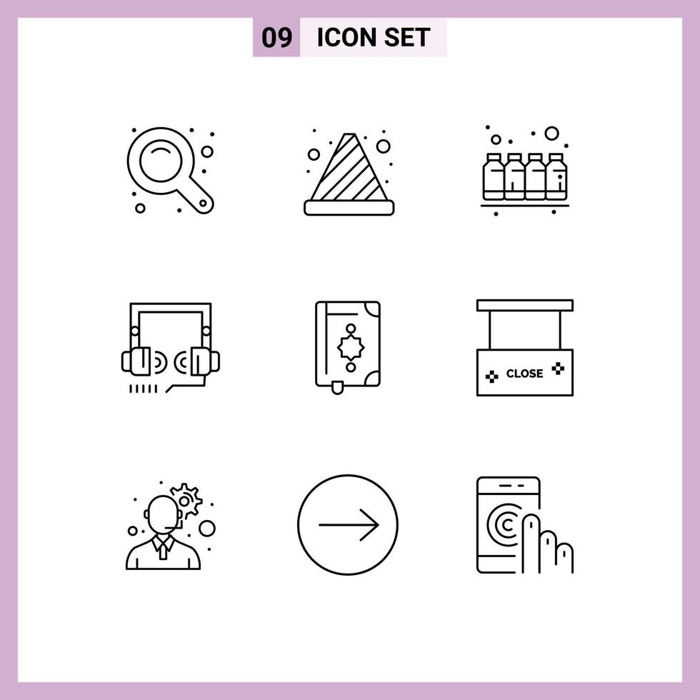 Set of 9 Modern UI Icons Symbols Signs for quran seo bottle optimization colors Editable Vector Design Elements