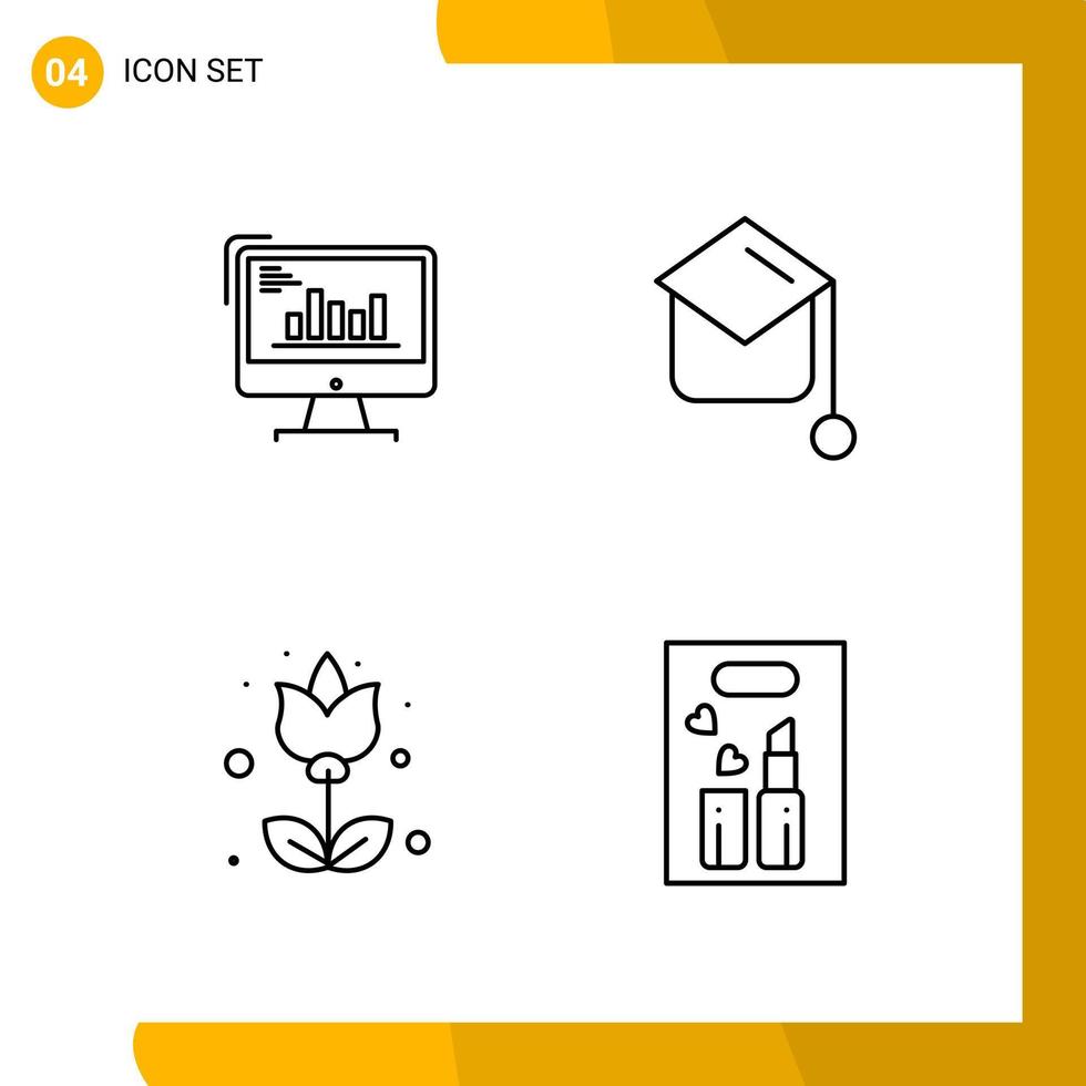 4 Icon Set Line Style Icon Pack Outline Symbols isolated on White Backgound for Responsive Website Designing vector