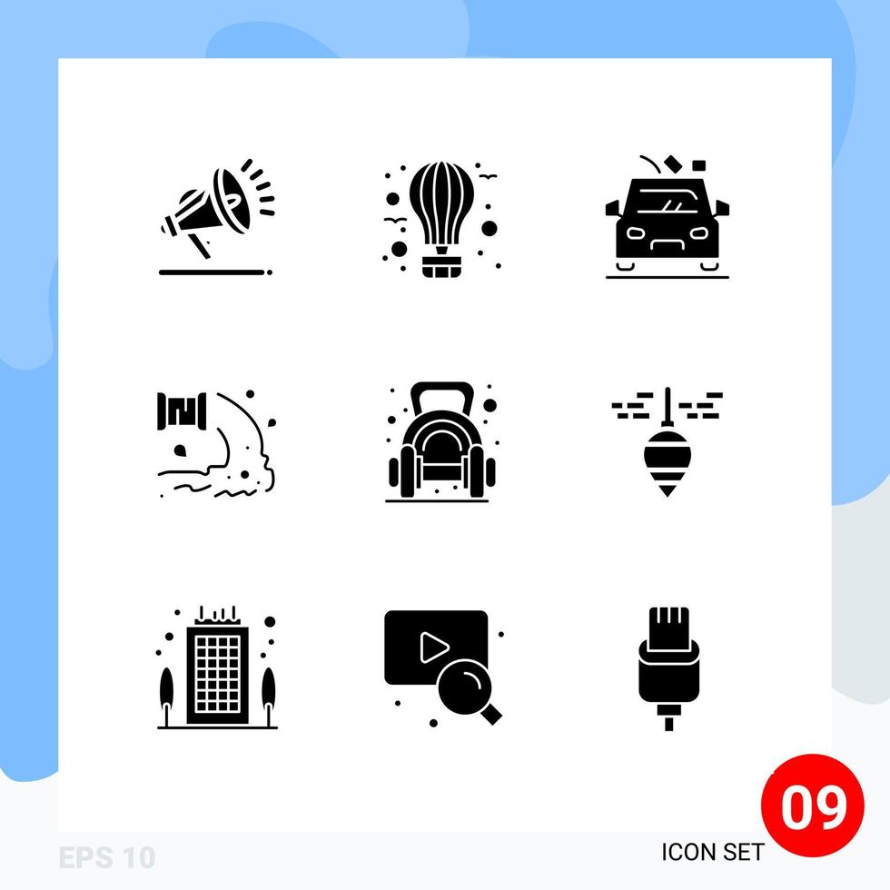 9 iconos creativos signos y símbolos modernos de ejercicio elementos de diseño vectorial editables de la fábrica de aguas residuales del coche de desecho vector