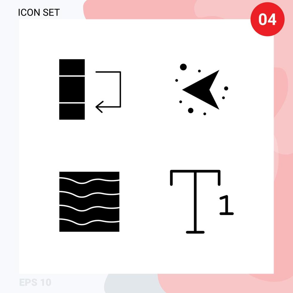 Solid Glyph Pack of 4 Universal Symbols of column sea arrows left waves Editable Vector Design Elements