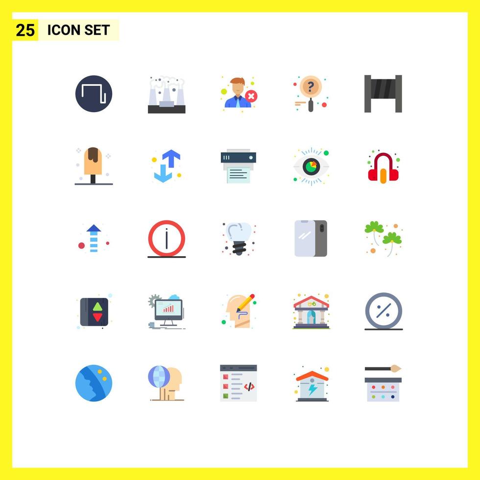 conjunto moderno de 25 colores planos y símbolos como elementos de diseño de vectores editables de noticias de búsqueda de empleados de bloqueador de frío