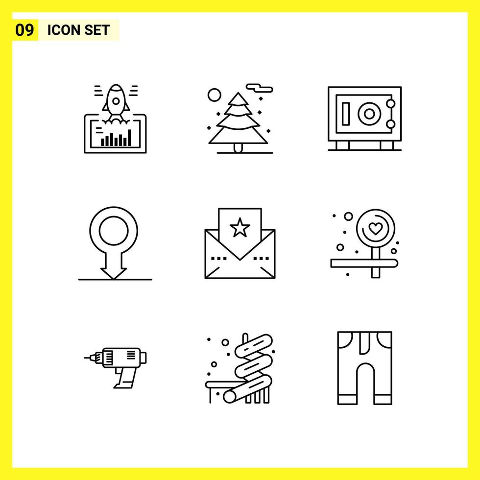 9 Icon Set Simple Line Symbols Outline Sign on White Background for Website Design Mobile Applications and Print Media vector