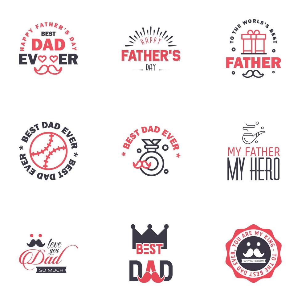 Happy Fathers Day Appreciation Vector Text Banner 9 Black and Pink Background for Posters Flyers Marketing Greeting Cards Editable Vector Design Elements