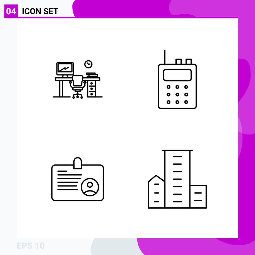 Line Icon set Pack of 4 Outline Icons isolated on White Background for Web Print and Mobile vector