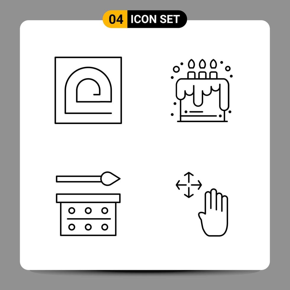 4 Black Icon Pack Outline Symbols Signs for Responsive designs on white background 4 Icons Set vector
