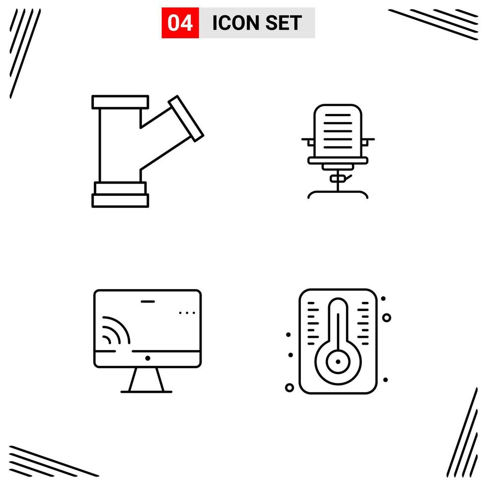 4 Icons Line Style Grid Based Creative Outline Symbols for Website Design Simple Line Icon Signs Isolated on White Background 4 Icon Set vector