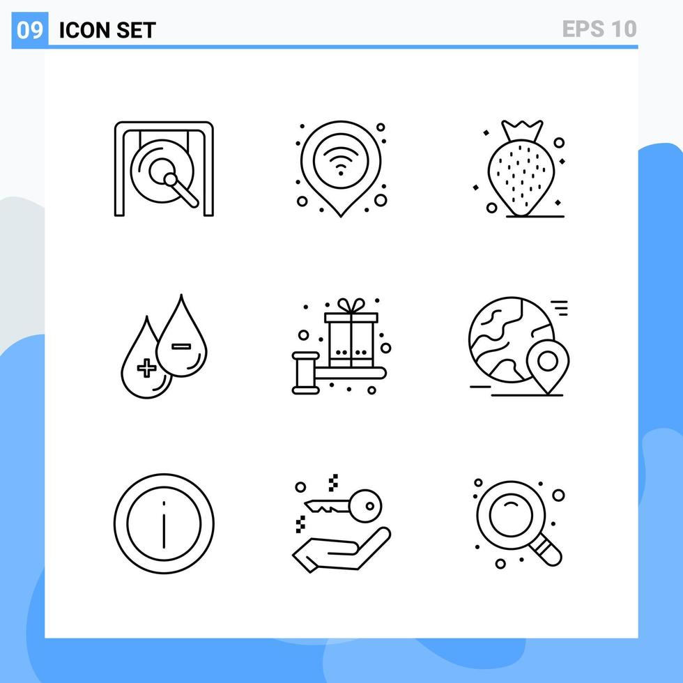 iconos de estilo moderno de 9 líneas delinean símbolos para uso general signo de icono de línea creativa aislado sobre fondo blanco paquete de 9 iconos vector