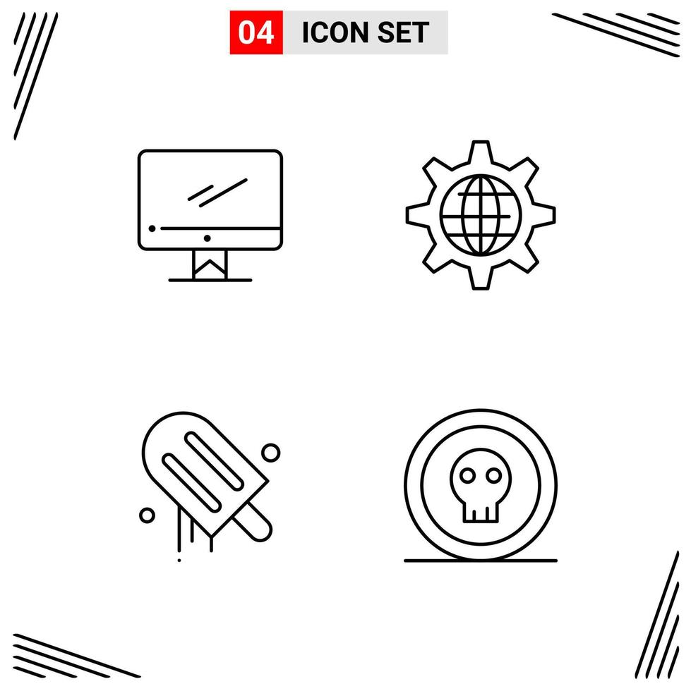 4 iconos estilo de línea cuadrícula basada en símbolos de contorno creativo para el diseño de sitios web signos de icono de línea simple aislados en fondo blanco 4 conjunto de iconos vector