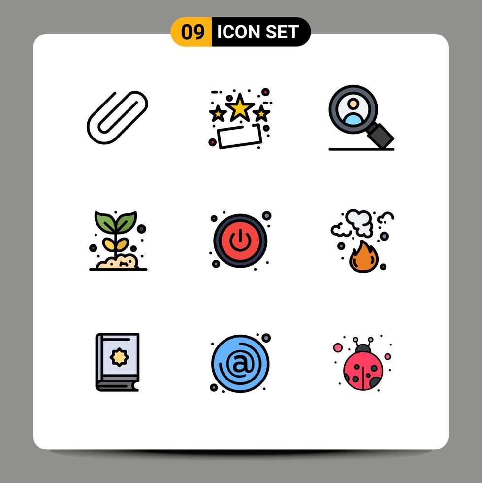 9 Filledline Flat Color concept for Websites Mobile and Apps switch plant search nature farming Editable Vector Design Elements